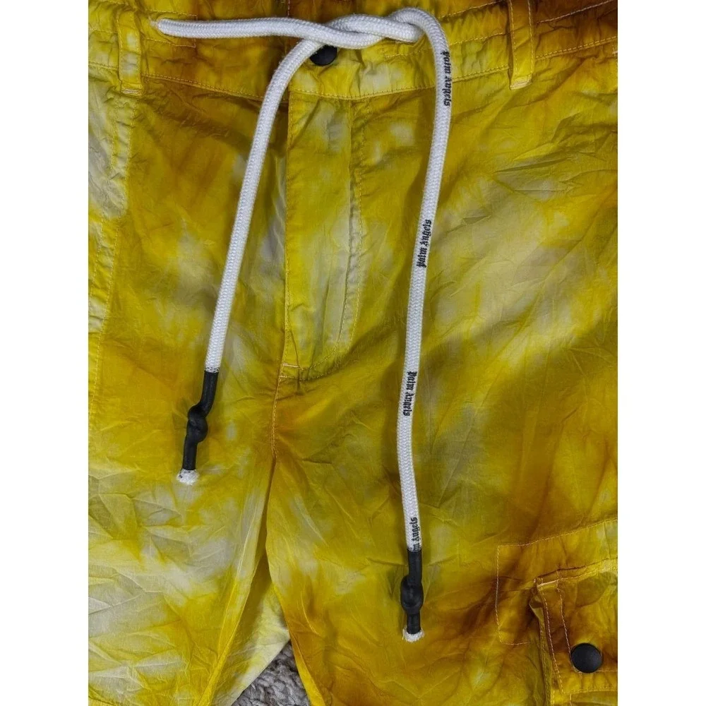 Palm Angels Tie-Dye Shell Cargo Pants Yellow Men's Size 46